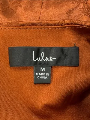 Lulu's Rust Orange Under the Moonlight Satin Jacquard Maxi Slip Dress Medium thumbnail 10