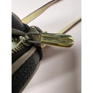 Michael Kors Monogram Small Crossbody Brown Beige Zip Chain Strap Gold Hardware thumbnail 7