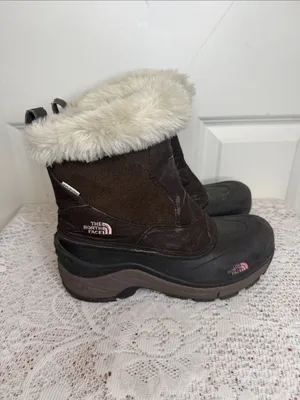 The North Face Women's Dark Brown Winter Boots with Cream Faux-Fur Cuff Sz 7 thumbnail 2