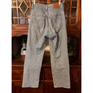 Levis Ribcage Straight Ankle‎ Jeans Womens 26 Light Wash Distressed thumbnail 3