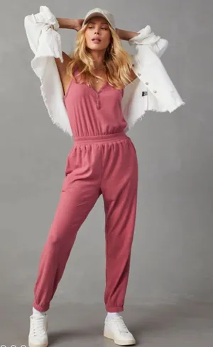 Rosy Pink VICI Ribbed Jumpsuit thumbnail 1