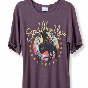 NEW Free People x Vintage Souls Chocolate Brown Saddle Up Graphic Maxi Tee Dress thumbnail 5