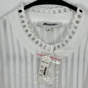 Madewell White Lace‎ Crochet Tuxedo Pleat Tunic Dress XL Cottagecore Cute NWT thumbnail 7