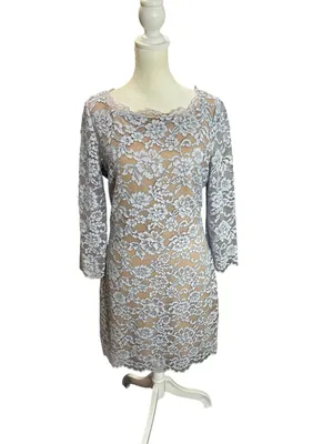 Diane von Furstenberg DVF Zarita Blue Lace Sheath Cocktail Dress Size 8 thumbnail 2