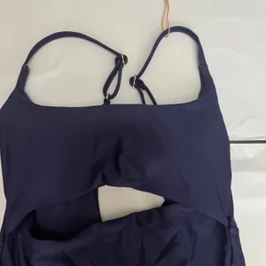 New Quince Italian Cut Out One Piece Womens Swimsuit Deep Navy Blue Size Med thumbnail 4
