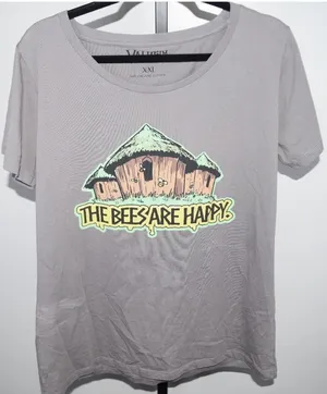 Valheim "The Bees Are Happy" Graphic Tee Grey Video Game Merch, Size XXL thumbnail 1