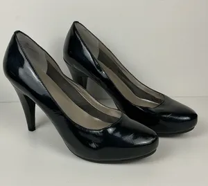 Black Patent High Heel Pumps Size 8 Dress Shoes Me Too 4 inch heel thumbnail 1