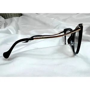 Chic Elegant Gold Detailed Clear Lens Black Frame Glasses thumbnail 8