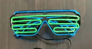 NWOT Dual-Color EL Wire Neon Rave Glasses Classic 1980s retro shutter-style thumbnail 1