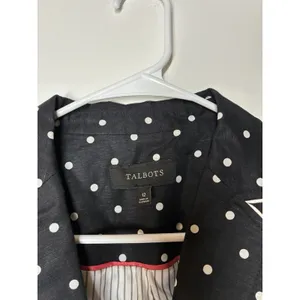 black-and-white polka dot Talbots Linen Blend Dot Blazer Single Button 12 thumbnail 3