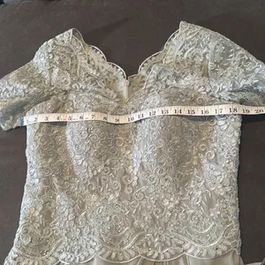 Women’s Full Length Gray Chiffon & Lace Appliqué Formal Dress Zip Back Size 10 thumbnail 10