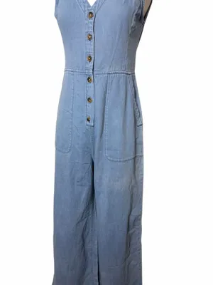 BCBGMAXAZRIA V-Neck Light Denim Jumpsuit thumbnail 3