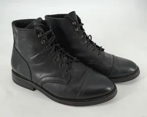 Thursday Boot Co Captain Black Matte Leather Lace Up Boots 7 Wide US thumbnail 1