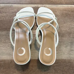 Journee Collection Strappy Heeled Sandals Women 7 White Minimalist Block Heel thumbnail 3