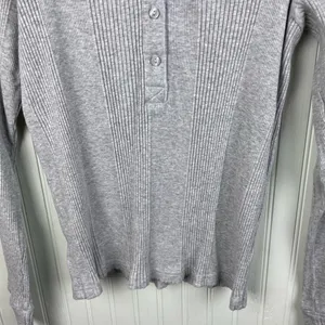 Aerie Women's Long Sleeve Thermal Henley Shirt Ribbed Knit Tee Grey Size XL thumbnail 4