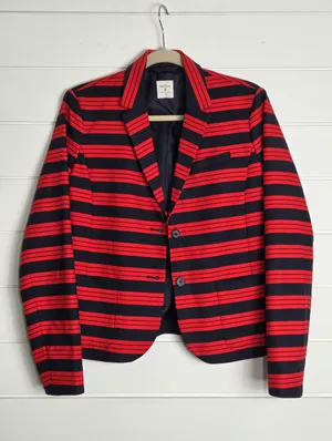 GAP The Academy Red and Black Striped Blazer size 8 thumbnail 2