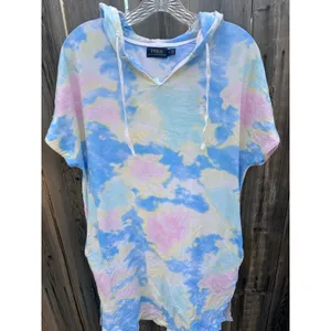 Polo Ralph Lauren NWOT Women's Tie Dye Hooded Midi T-Shirt Dress Sz M thumbnail 2