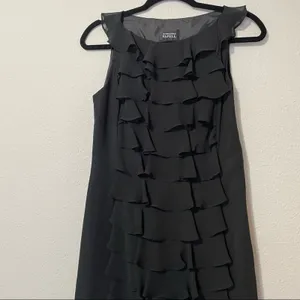 Adrianna Papell Black Ruffled Layered Mini Formal Dress Womens XS Cocktail Party thumbnail 2