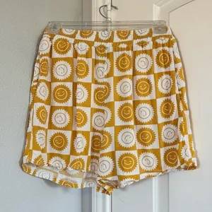 Mighty Fine Smiley Sun Graphic Lounge Shorts Yellow White Alt Lounge Retro Indie thumbnail 6