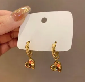 18K Gold Plated Love Heart Dangle Drop Earrings for Women thumbnail 3