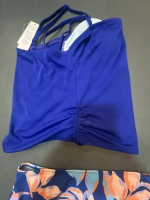 Cupshe Size S Blue Ribbed Tankini Top and Floral High-Waisted Bikini Bottom Set thumbnail 8