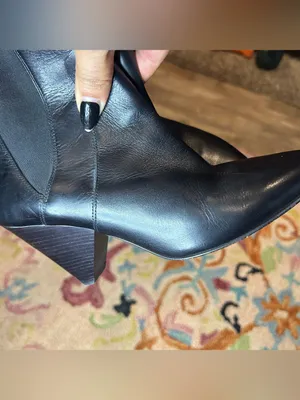 Veronica Beard Lada ConeHeel Black Leather Chelsea Booties Size 36.5 US 6.5 thumbnail 6