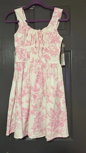 Jessica Simpson Small Coquette Pink Floral Dress Bow Love Shack Fancy Inspired thumbnail 1