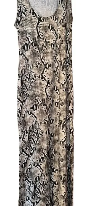 Socialite Womens‎ Gray Snakeskin Print Sleeveless Scoop Neck Maxi Dress Size M thumbnail 1