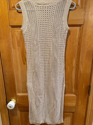 NWT Tahari tan open -knit beach dress cover up size small. thumbnail 8
