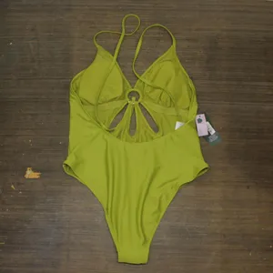 NWT Wild Fable Womens Ring Front Cut Out One Piece Swimsuit 87851363 2XS Green thumbnail 3