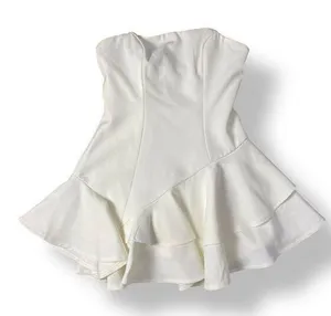 Selfie Leslie White Candy Strapless Layered Ruffle Hem Romper Size XS Party thumbnail 1