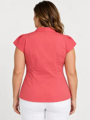 J. Peterman Women’s Size 14 Coral Pink Pintuck Button Front Blouse thumbnail 5