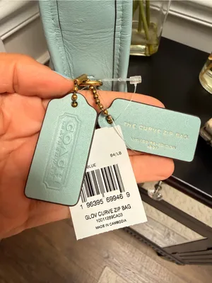 Coach Curve‎ Zip Bag Light Blue Leather Shoulder Purse New with Tags thumbnail 4