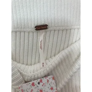 NWT Free People Fall Preppy Heritage Cream Sweater Knit Rib Flare Ruffle Skirt thumbnail 5