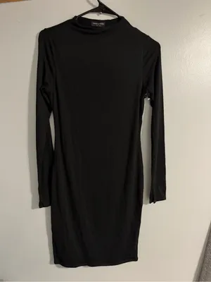 naked wardrobe Black Long Sleeve Bodycon Mini Dress thumbnail 2