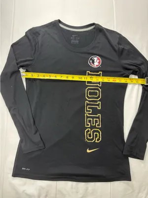 Nike Dri-FIT Florida State Seminoles Long Sleeve Shirt Black Gold NOLES Unisex thumbnail 3