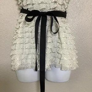 A'Gaci Vintage Y2K Polka Dot Ruffle Retro Preppy Twee‎ Stretch Bow Detail Blouse L thumbnail 3