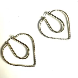Silver tone cut out heart earrings thumbnail 2