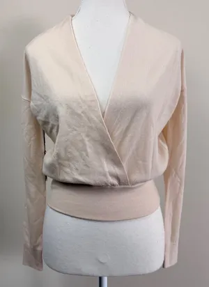 Babaton Jotham Extra Fine Merino Wool Wrap Sweater in Giselle XS NEW thumbnail 1