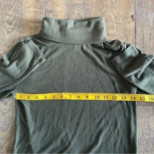 Loft Turtleneck Shirt Ribbed Long Sleeve XS Stretch Olive Green thumbnail 9