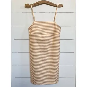ZARA Orange White Spaghetti Stripe 90s Y2K Stretch Mini Dress -‎ S thumbnail 4