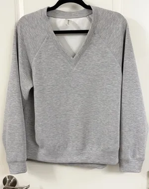 As Revival Heather Gray Women's V-Neck Sweatshirt thumbnail 1