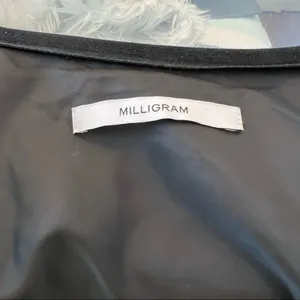 Milligram Womens Teddy Jacket Full Zip Black Zipper Pocket Faux Suede Drawstring thumbnail 9