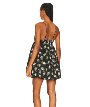 Free People Black Floral Bubble Mini/Midi Dress thumbnail 3