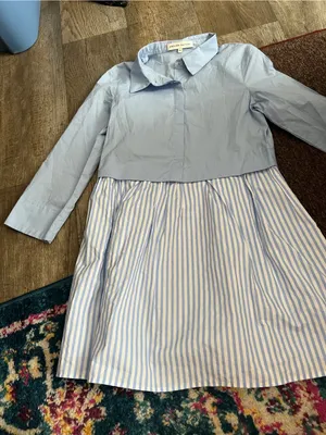 English Factory Stripe mixed media Contrast Shirt Mini Dress Size XS thumbnail 11
