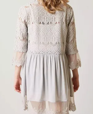 BKE Boutique Chiffon Lace overlay Flyaway Cardigan. Size XSmall Glacier … thumbnail 13