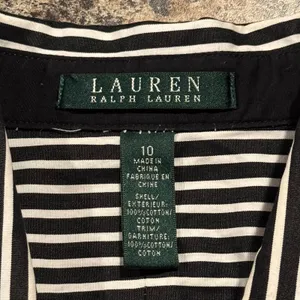 Lauren Ralph Lauren Top Preppy Business Casual Office Button Up Stripe Black 10 thumbnail 3