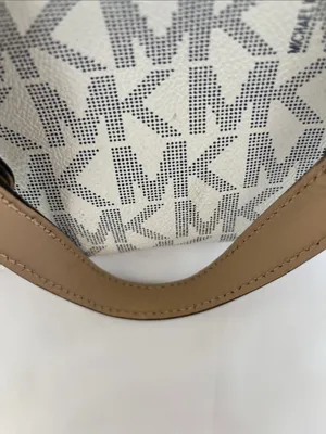 Michael Kors White & Beige Logo Satchel with Gold Hardware thumbnail 14
