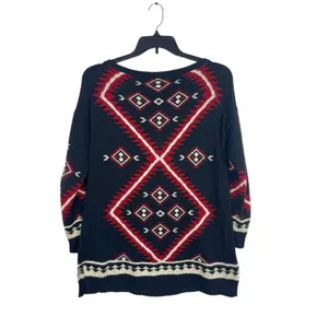Lauren Ralph Lauren Southwestern Aztec Black Red Knit Sweater Womens M READ thumbnail 2