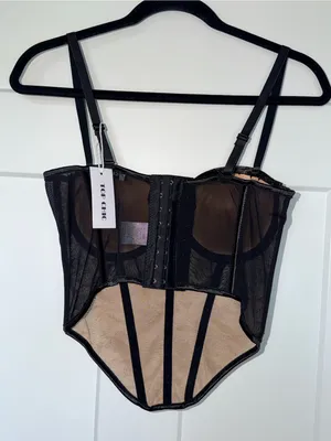 NWT Mesh Overlay Lace Corset Black Size M thumbnail 2
